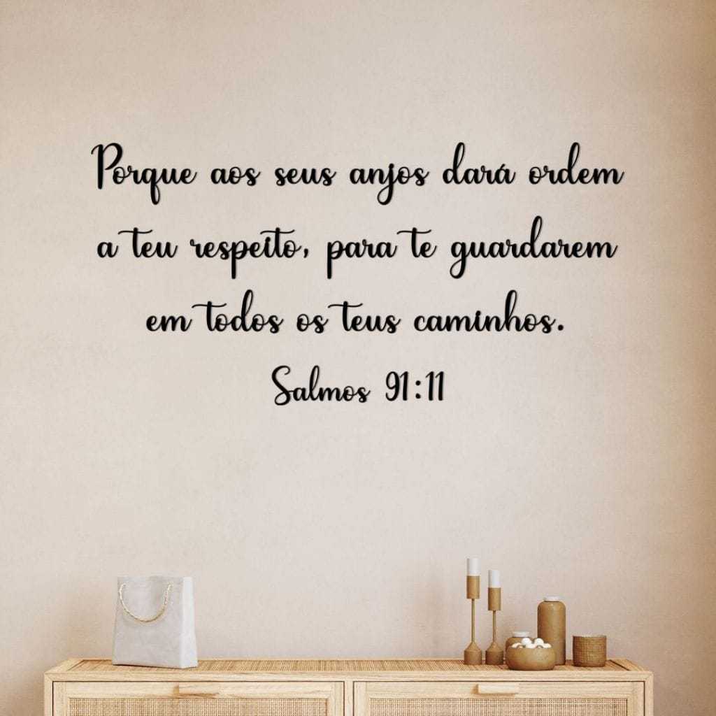 Versículo Letreiro Salmos 91:11 Mdf Decorativo Preto em Oferta na Shopee