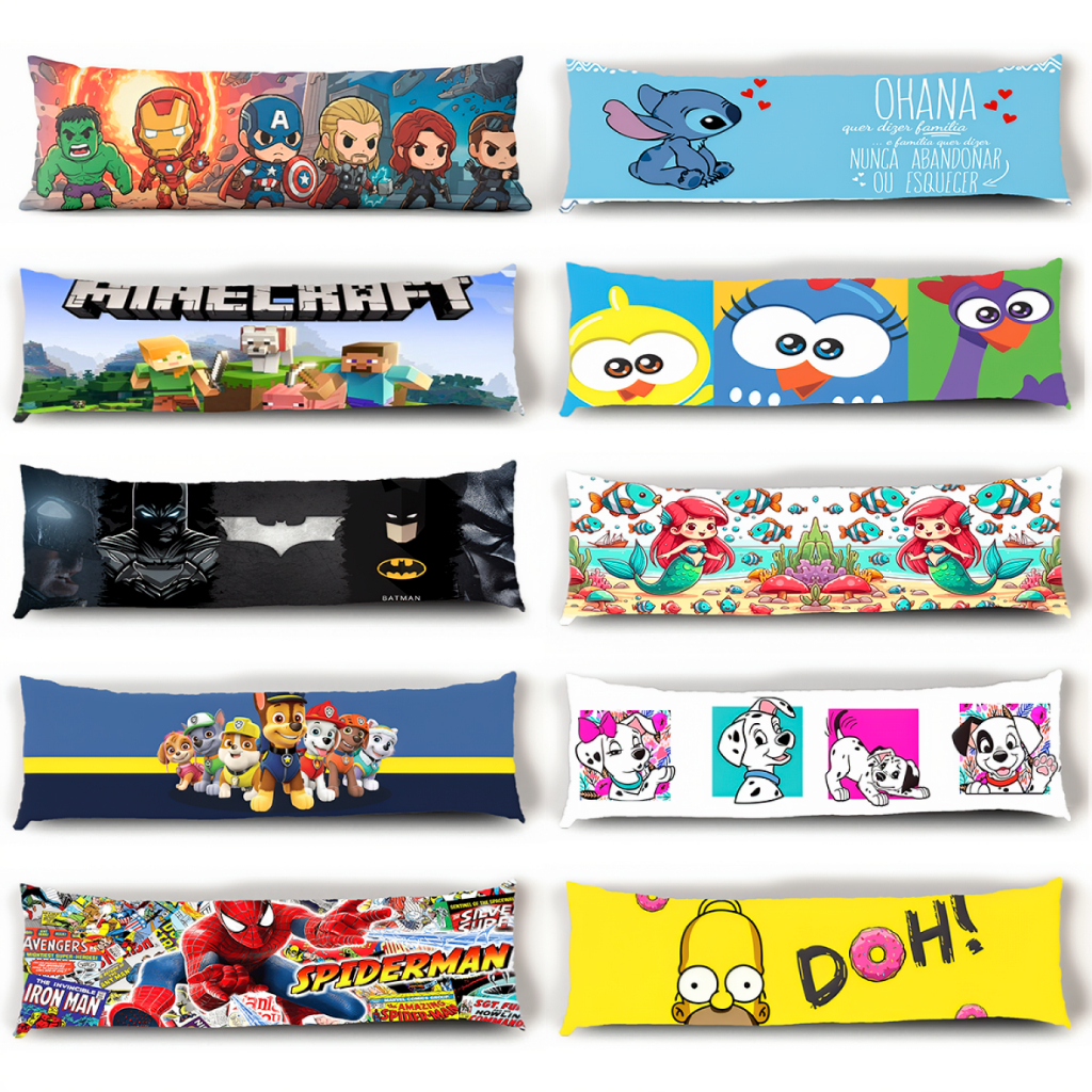 Travesseiro de Corpo Gigante "XUXÃO Conforto" 130x40cm | Variedade De Estampas (Heróis, Princesas) em Oferta na Shopee
