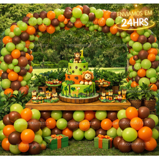 Kit 150 Balão Safari - Verde Limão + Marrom + Laranja Decoração Festas Aniversários Infantil Criança em Oferta na Shopee