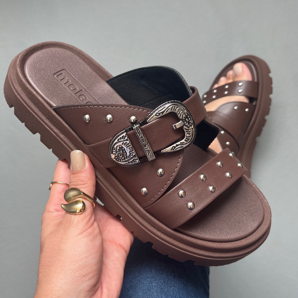 Sandália Moleca Birken Feminina com Fivela Papete 5504.103 em Oferta na Shopee