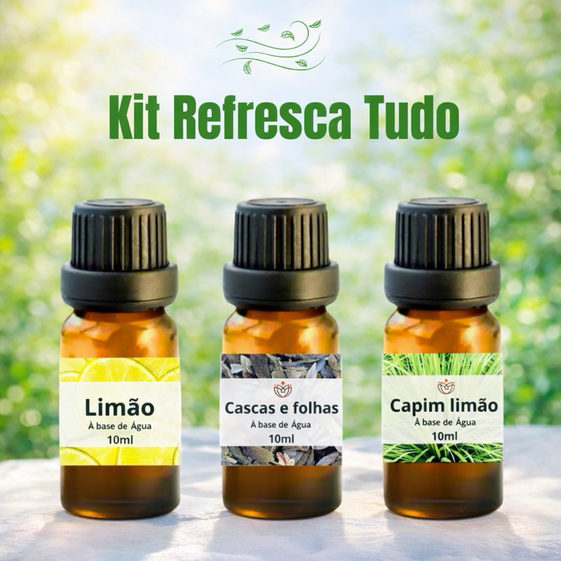 Kit Refresca Tudo 3 Essências  a Base de aguá para umidificador e difusor de ambiente