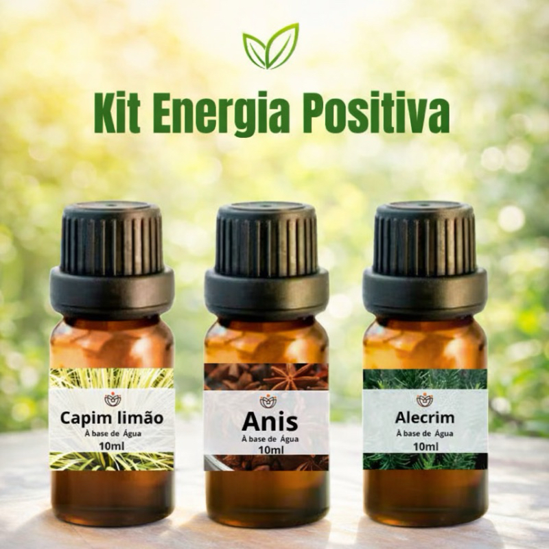 Kit Energia Positiva 3 Essências para umidificador e difusor de ambiente 10ml a Base de Água