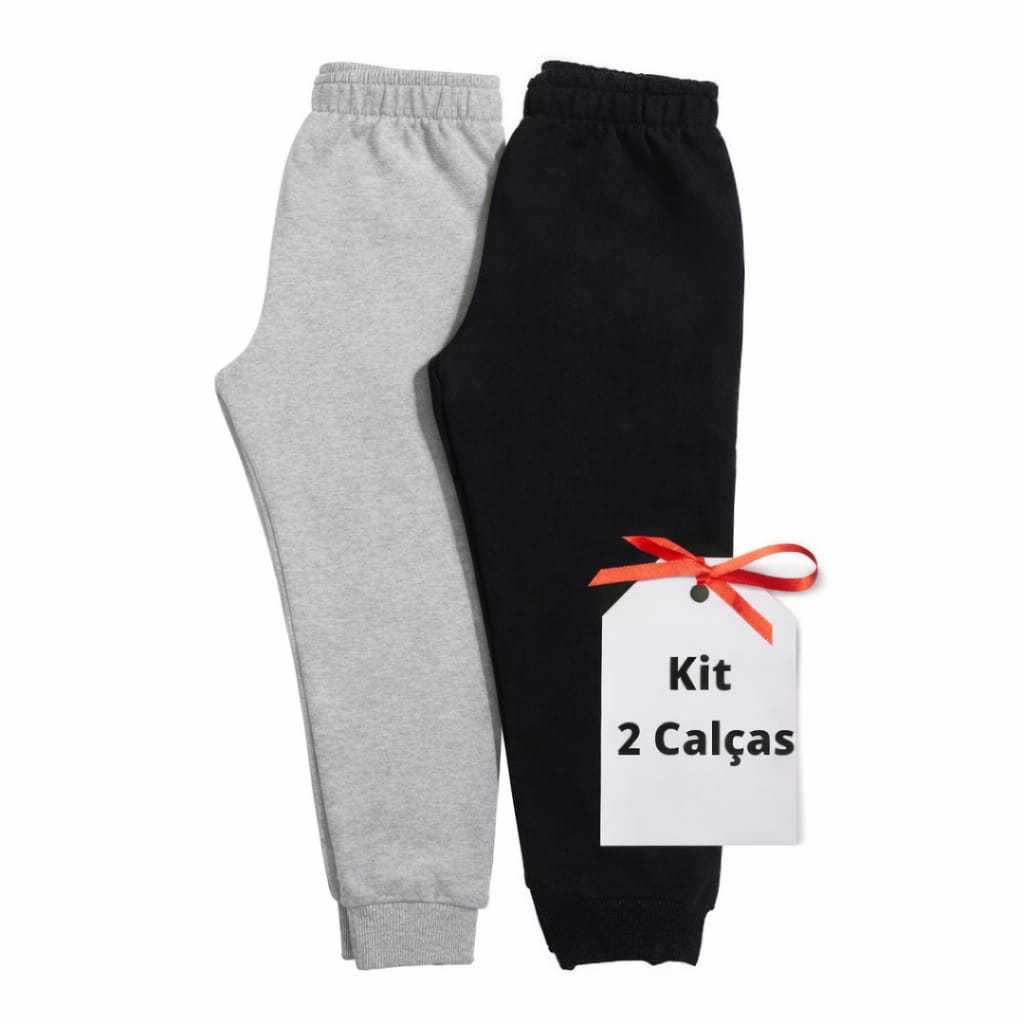 Kit 2 un. Calça Moletom Infantil Flanelada com Punho, Bebê, Juvenil Tamanho 01 ao 10