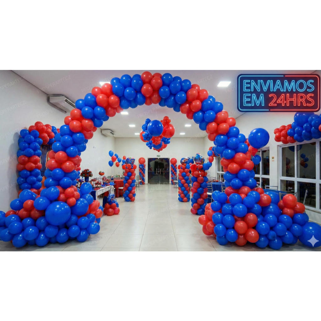 Kit 100 Balões Bexiga Látex 6.5 Vermelho Azul Royal Decoração Festa Enfeites Aniversário Eventos