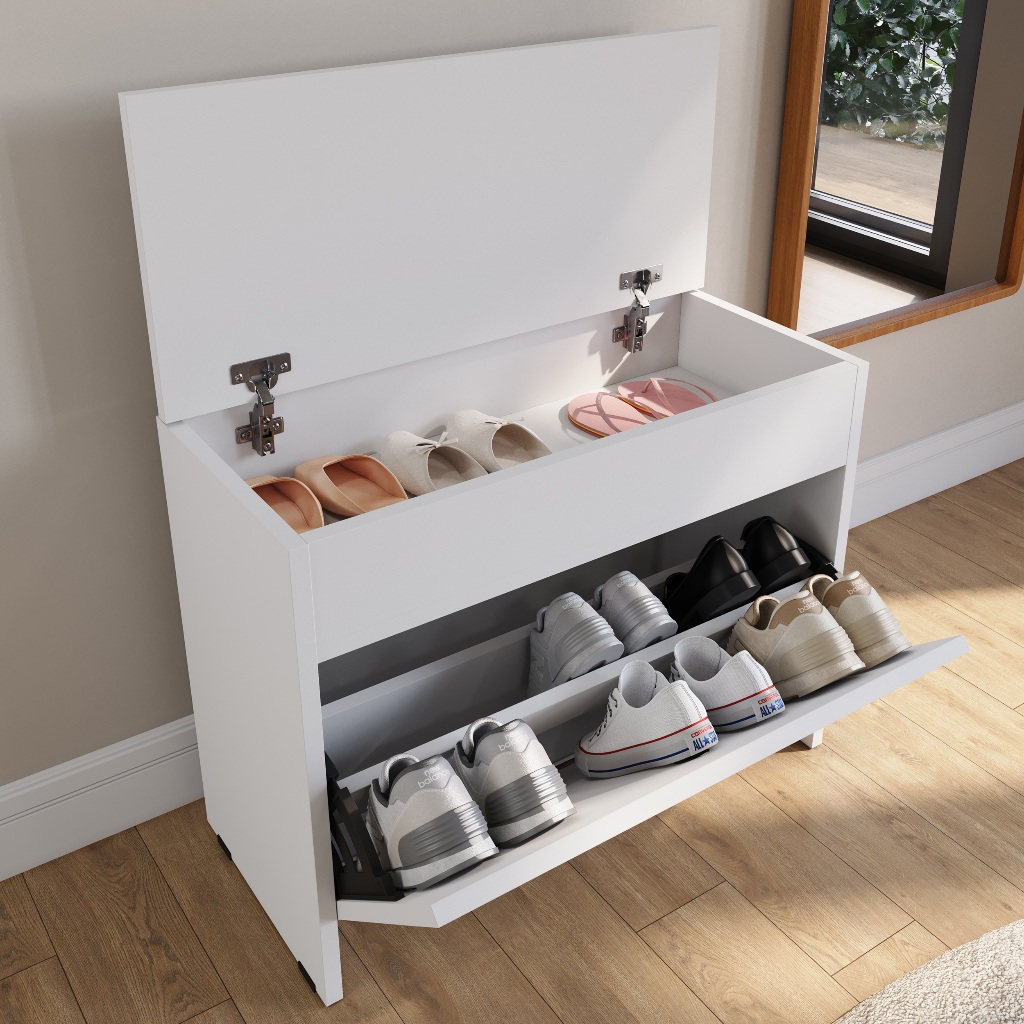 Sapateira com Baú e Porta Basculante Elite – Ideal para Hall de Entrada, Quartos e Closets