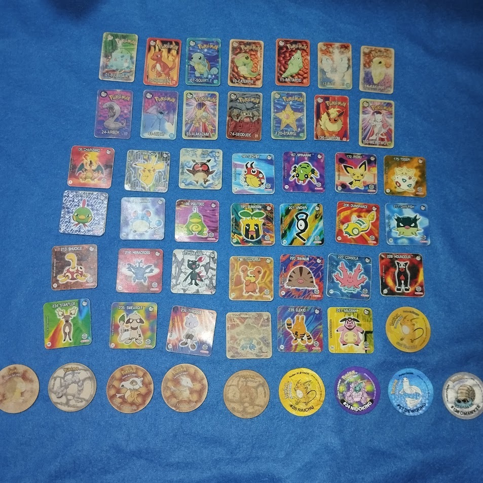 Tazos Pokemon e Jo-Kén-Pokemon Antigos Originais Elma Chips em Oferta na Shopee