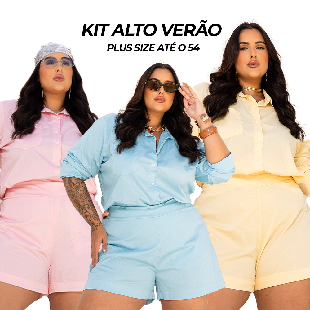 Conjunto 2 Peças 100% Algodão Premium Plus Size Camisa e Shorts Verão Elegante Chique Summer Europeu em Oferta na Shopee