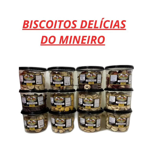 12 Potes de Biscoito amanteigados Mineiro - 400g