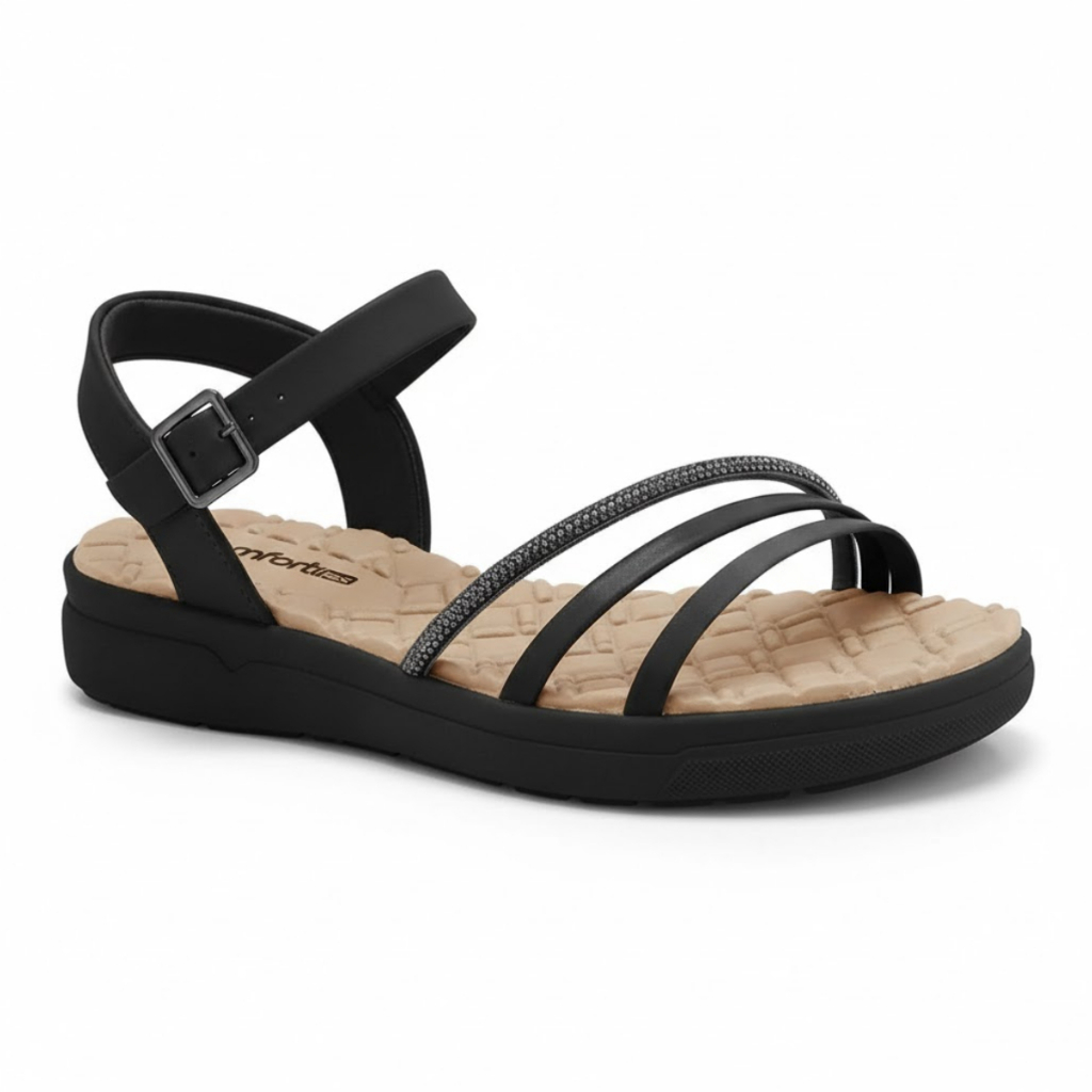 Sandália Feminina Comfortflex Ultraconforto Ortopéico Plataforma Baixa Macia Confortável Original