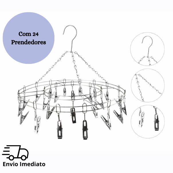 Varal 24 Prendedores Roupa Bebe Calcinha Cueca Dobrável Inox em Oferta na Shopee