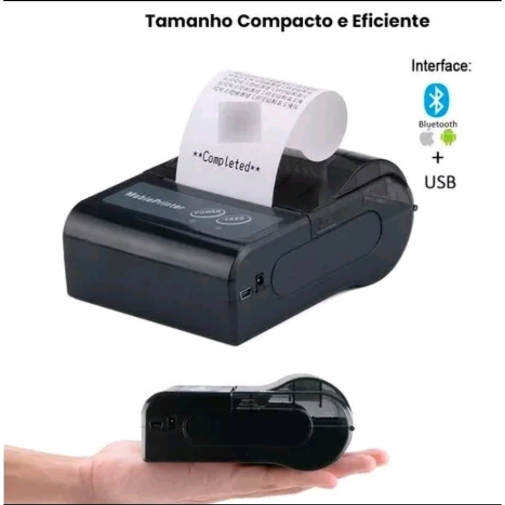 Mini Impressora Via Bluetooth Portátil Térmica 58mm Compatível Com Androide em Oferta na Shopee