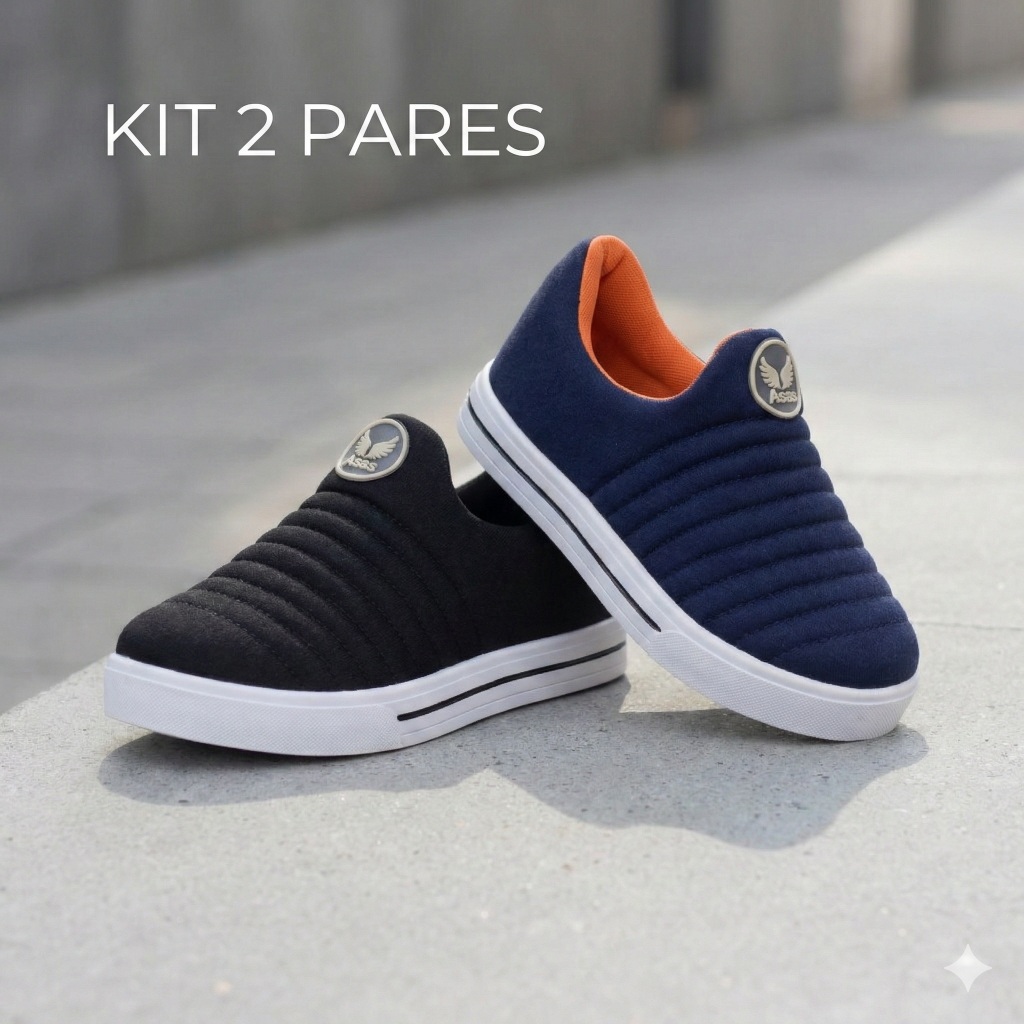 Kit Tenis Infantil Menino 02 Pares Fleca Calce Fácil Leve e Confortável Slip On Escola Festa em Oferta na Shopee