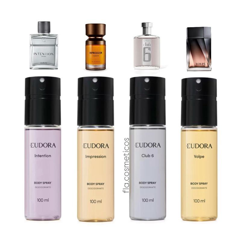 Desodorante Body Spray Eudora Masculino Intention Club 6 Impression e Volpe 100ml Escolha