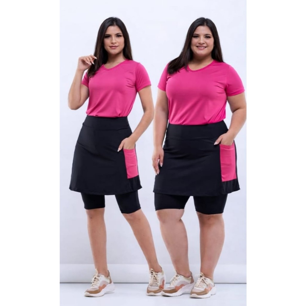 Conjunto Short Saia e Blusa Fitness Cristã Evangélica Academia Caminhada P ao XG Lançamentos [CONJUNTO]