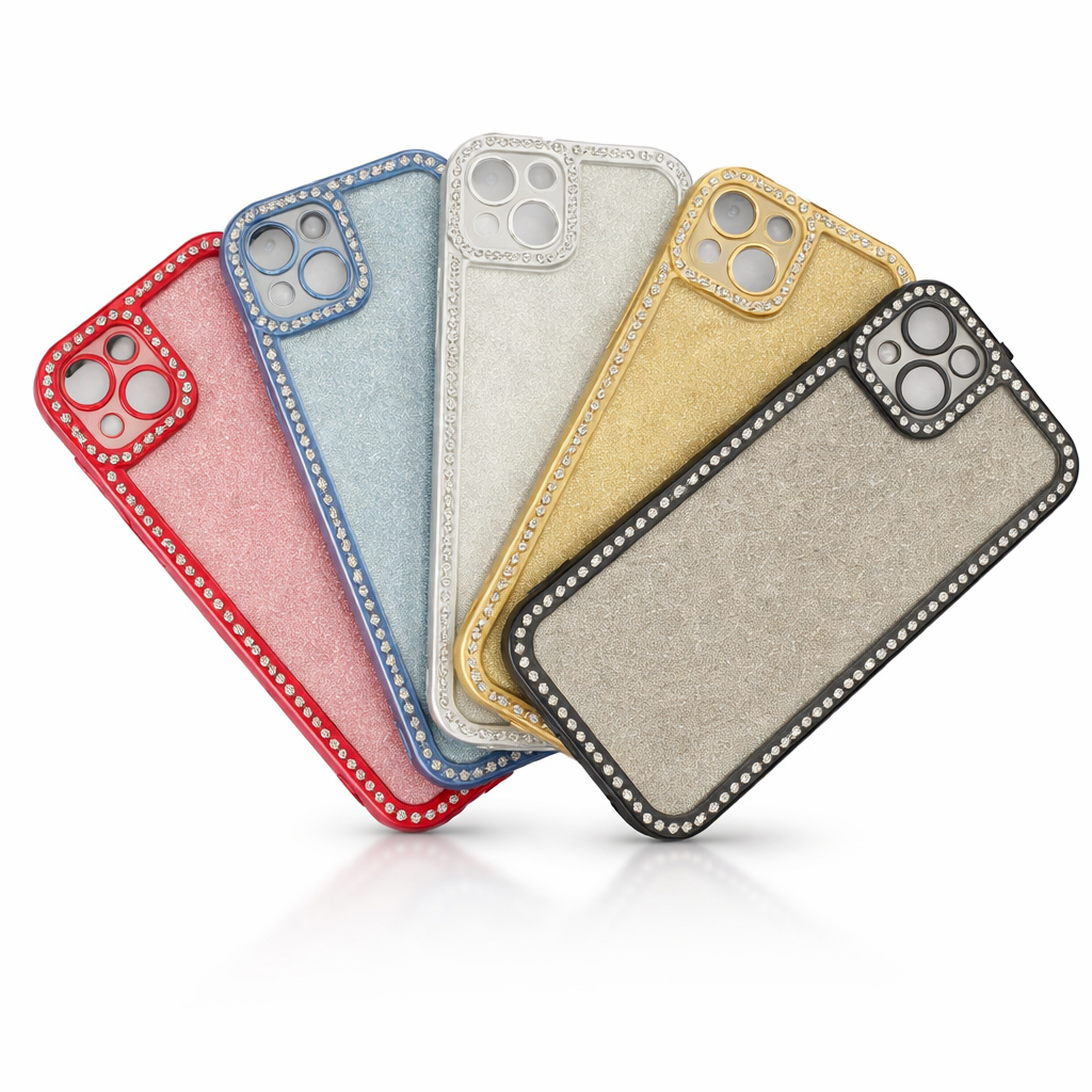 Capa Capinha Case  Acrilica Transparente com Glitter e Strass - IPHONE 14 PLUS