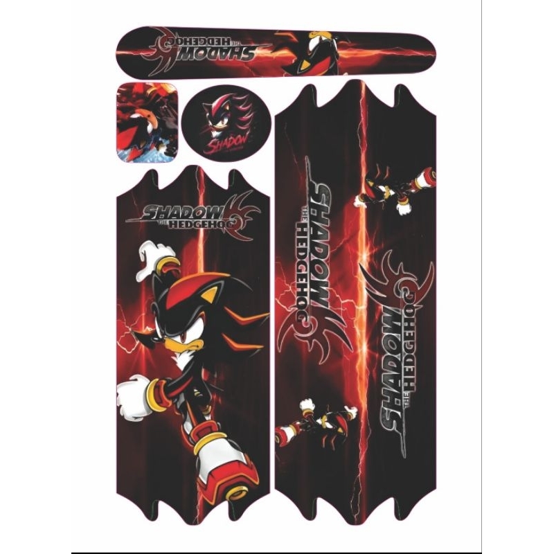 Adesivo bicicleta infantil Sonic shadow the hedgehog aro 12 ao 24 cartela com 5 unidades. adesivo decorativo