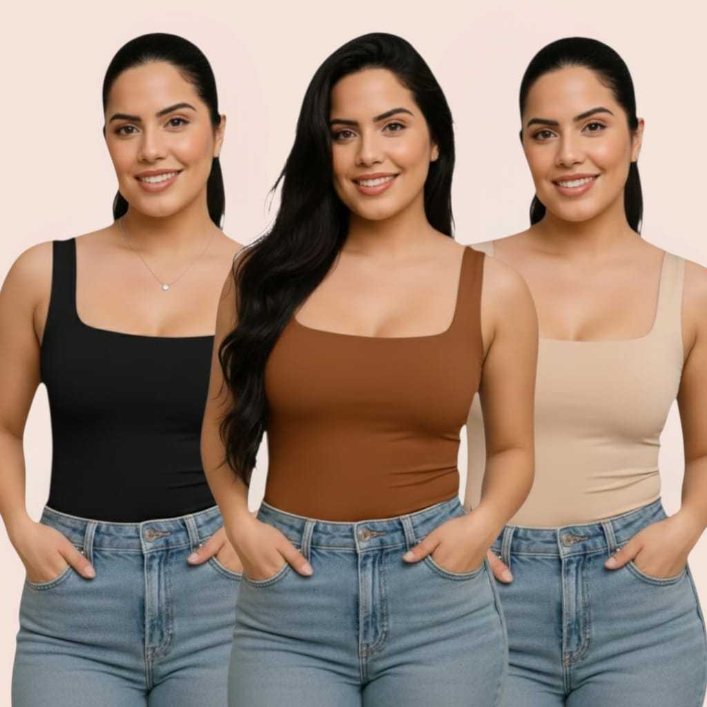 Kit 3 Blusinha Regata Feminina Decote Quadrado Moda Blogueira em Oferta na Shopee