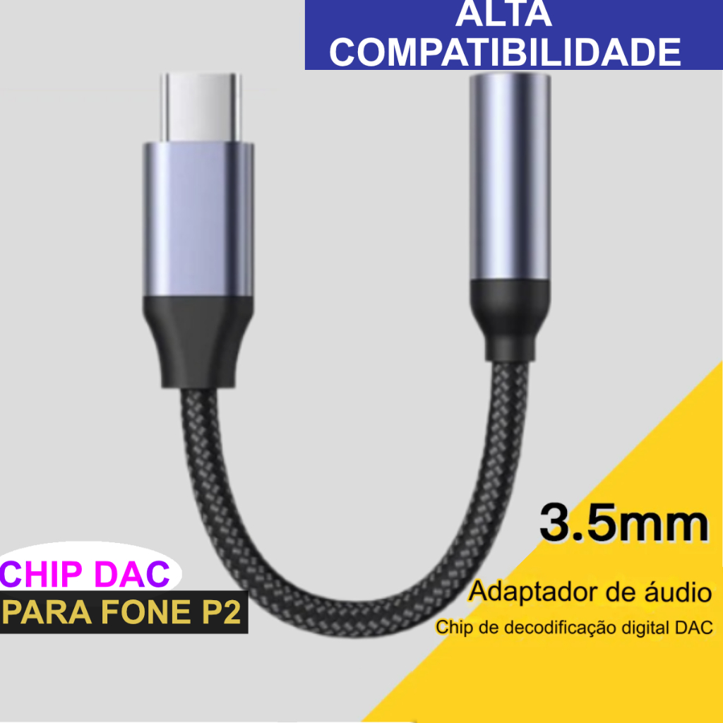 Cabo Adaptador Tipo C Usb-c Para Fone Ouvido P2 P3 3.5mm em Oferta na Shopee
