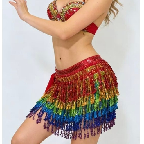 Conjunto de Festa  para Carnaval e Baladas - Saia de Franja Colorida