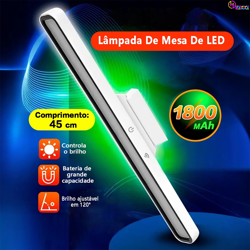 Lâmpada Magnética Sem Fio para Escrivaninha Luz Suave Sem Cintilação Bateria 1800mAh Longa Duração