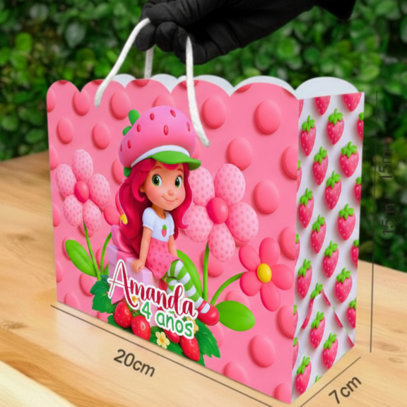 Sacolinha MORANGUINHO  Personalizado Sacolinha Lembrancinha Aniversário MORANGUINHO