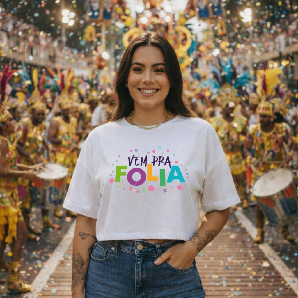 Cropped Feminino Carnaval – Vem Pra Folia