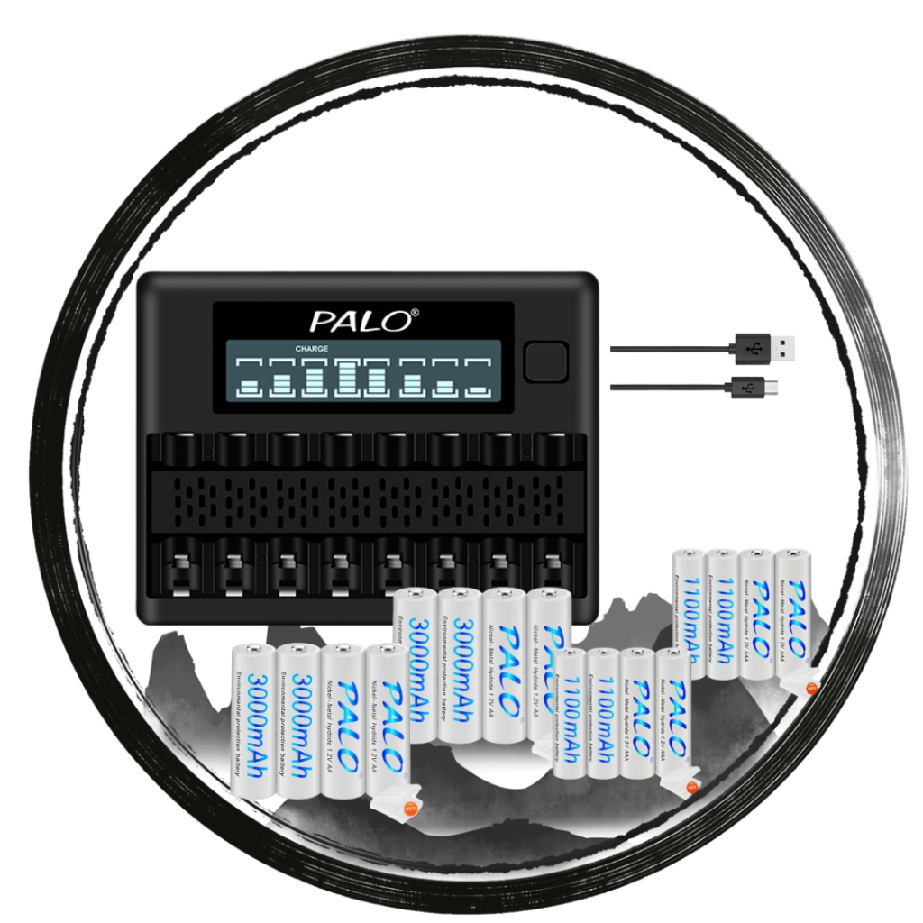 Kit Carregador De Pilhas Recarregável Tela De LED AA/AAA 1.2V De 16 Bateria Recarregável 1200 vezes