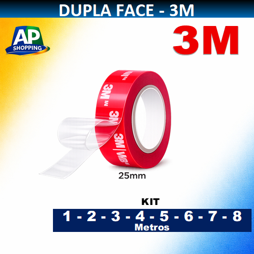 Fita Dupla Face Extra Forte 25mm da 3M Pronta Entrega Kit 1, 2, 3, 4, 5, 6 ,7 e 8 metros