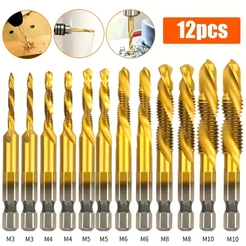 Kit 6/12 Brocas 3 em 1 Lorben Faz Rosca Chanfra Perfura HSS M3/M4/M5/M6/M8/M10