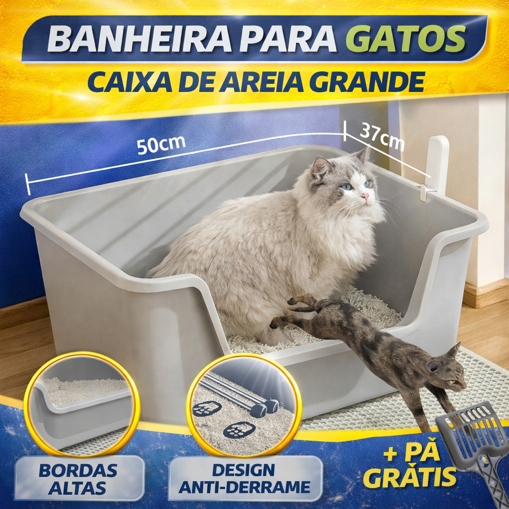 Caixa de areia alta para gato grande Gigante Bandeja Areia Gato Caixa de areia para gatos semifechada em Oferta na Shopee