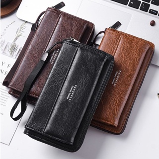 Carteira Longa Com Zíper De Camada Dupla , Bolsa Para Celular Masculina PU De Grande Capacidade em Oferta na Shopee