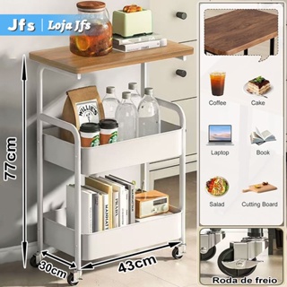 Carrinho Organizador 3 Andares em Aço Carbono Painéis Espessados Organização em Camadas e Roda com Trava | Usa como Mesa em Oferta na Shopee
