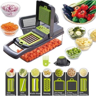 Cortador 16 em 1 Multifuncional de Legumes e Frutas | Fatiador com Lâminas Intercambiáveis