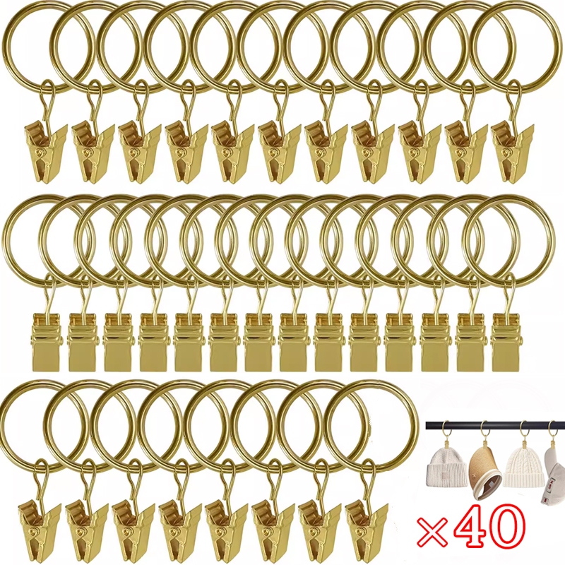 40pcs clipes de cortina de ferro com gancho - diâmetro interno 40mm, ideal para pendurar anéis, decoração de janelas
