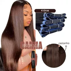 Mega Hair Adesivo Cabelo Bio Vegetal Preto Castanho Chocolate