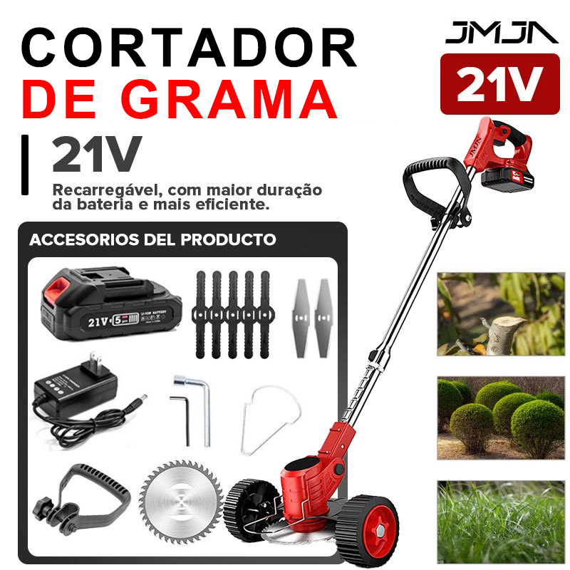 JMJN Aparador de Grama Elétrica a Bateria 21V com 2 Baterias e Kit de Lâminas Jardim em Oferta na Shopee