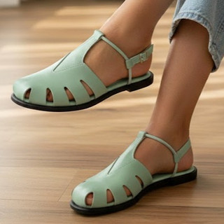 Rasteirinha Confortável Luxo Sandália Rasteira Feminina da Moda com Fivela Ref. 037/10