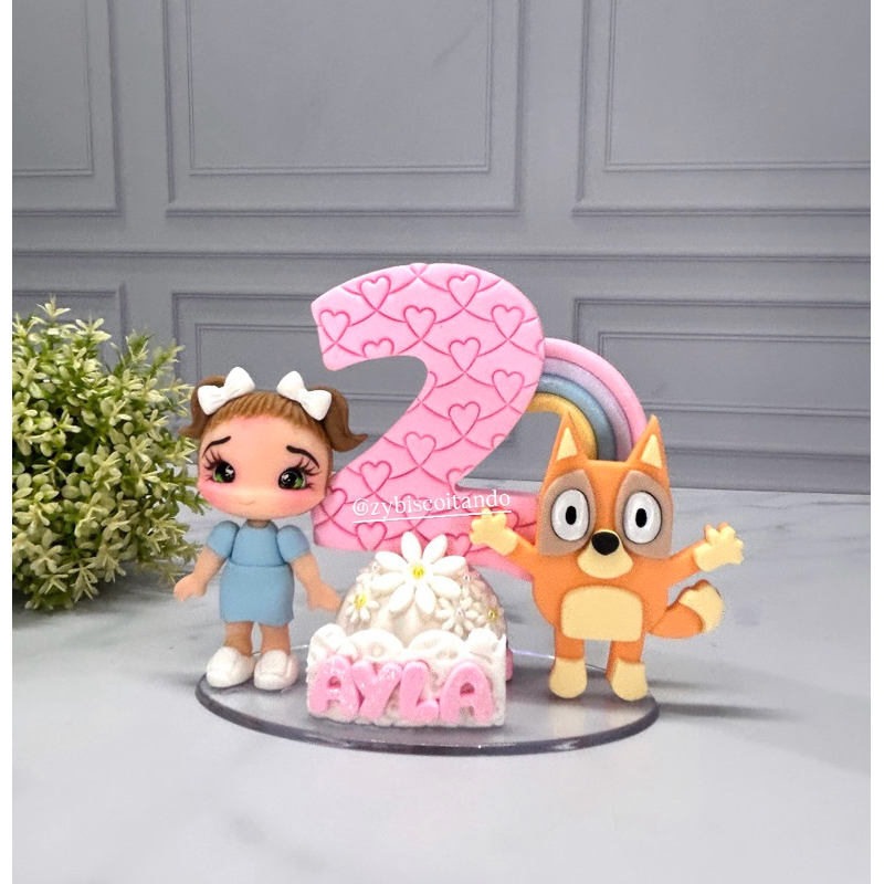 vela de aniversário Bluey e Bingo de biscuit/festa Bluey e Bingo