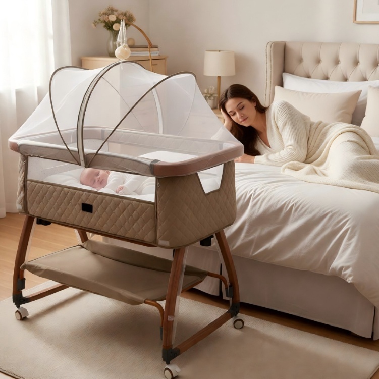 Berço Moisés Portátil De Luxo Para Bebês, Com Mosquiteiro E Rodas. em Oferta na Shopee
