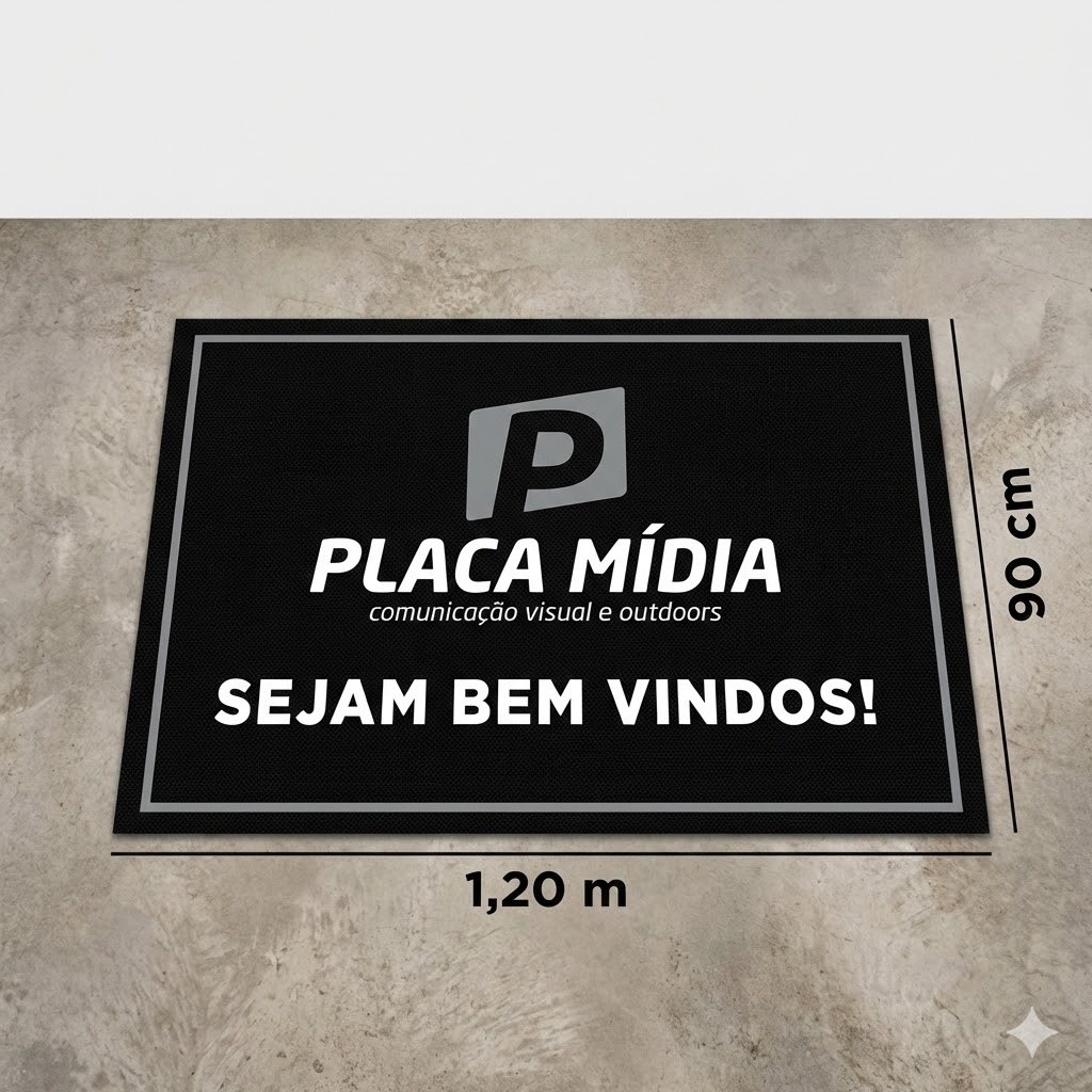 Tapete Capacho Personalizado para Porta de Entrada em Vinil 1,20 X 0,80 ALT  Sua Logo