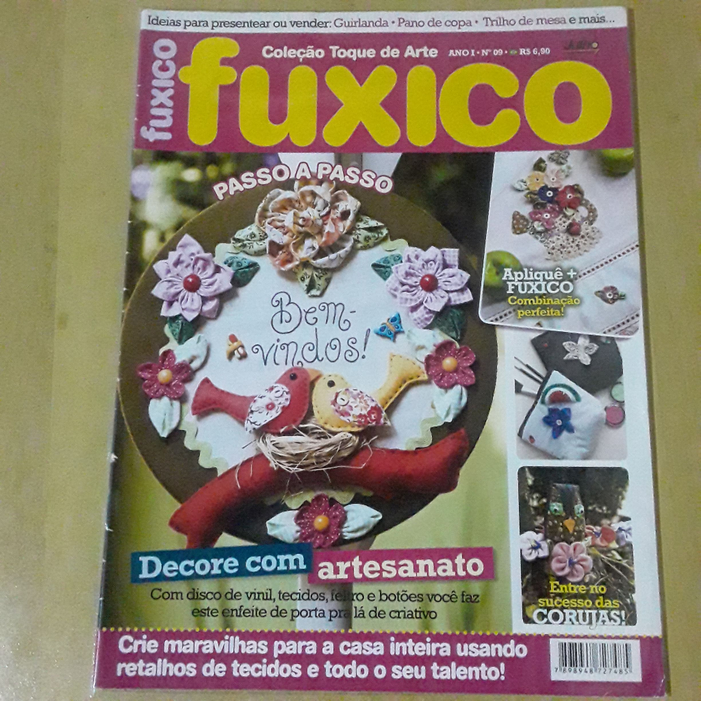 PL52 REVISTA COLEÇÃO TOQUE DE ARTE FUXICO Nº9 DECORE COM ARTESANATO