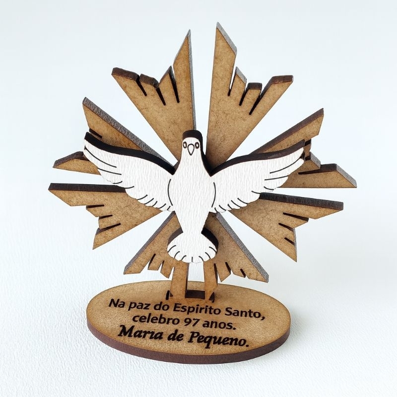 Kit 10 unidades lembrancinha centro de mesa Espirito Santo em MDF personalizado religioso