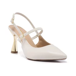 Scarpin Slingback Feminino Stessy Shoes Salto Alto Festa Metalizado Luxo Conforto Sofisticação Chic