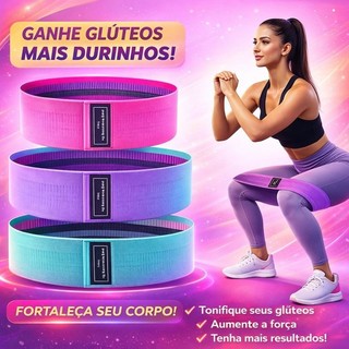 kit 3 Faixas Elástica de Resistência para yoga Pilates Treino Academia