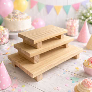 Trio Bandejas Madeira Pinus Rústica Porta Doces e Café P, M e G em Oferta na Shopee