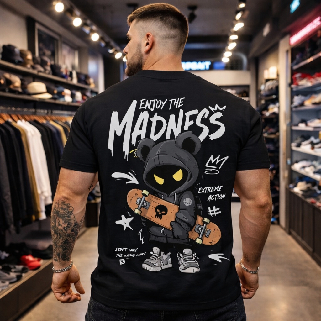 Camiseta Masculina Algodão Camisa Casual Estampada MADNESS Estilosa Lançamento Caimento Perfeito Várias Cores