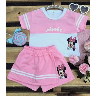 Conjunto infantil minnie menina blusa e short saia rosa bb verão 2026 em Oferta na Shopee