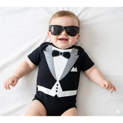 Body Bebê Poderoso Chefinho Com Óculos Roupa Temática Menino Mesversário Social Terno