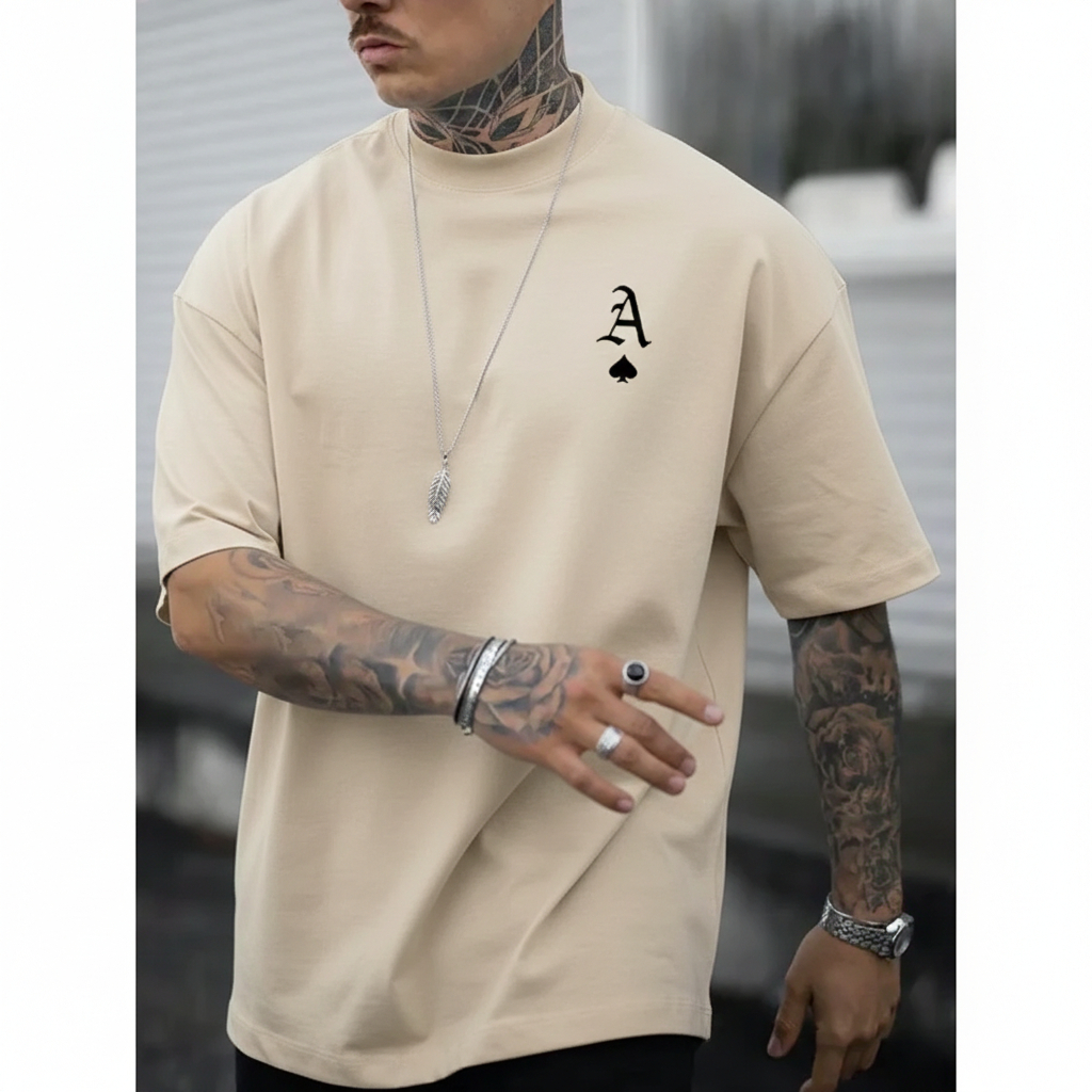 Camiseta Oversized Ás de Espadas Style Camisão Grande Treino Ombro Caído Camisa De Presente P AO G3