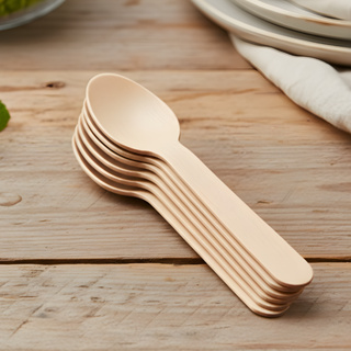 kit c/ 100, 200 ou 500 Colher p/ Sobremesa, Madeira, Sustentável, Resistente, descartável, ecológica em Oferta na Shopee